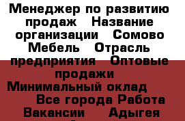 Менеджер по развитию продаж › Название организации ­ Сомово-Мебель › Отрасль предприятия ­ Оптовые продажи › Минимальный оклад ­ 25 000 - Все города Работа » Вакансии   . Адыгея респ.,Адыгейск г.